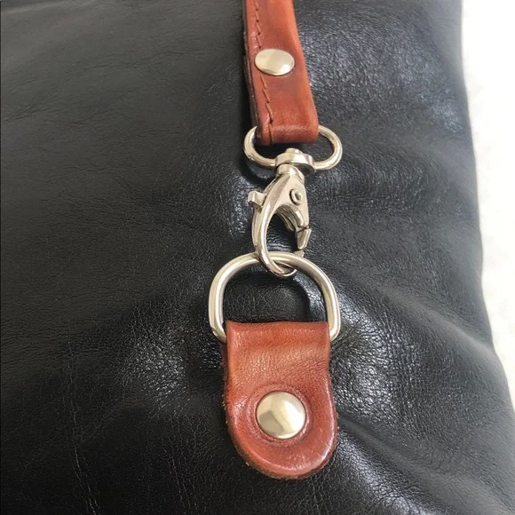 Vera Pelle Italian Leather Black/Brown Shoulder Backpack Bag - Picture 8 of 16